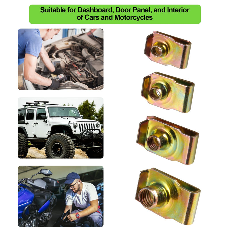 80 Piece U-Clip Nut Set for Auto Car, M4 M5 M6 M8 U-Nut Assortment Kit, Suitable for Dashboard, Door Panel, and Interior of Cars and Motorcycles