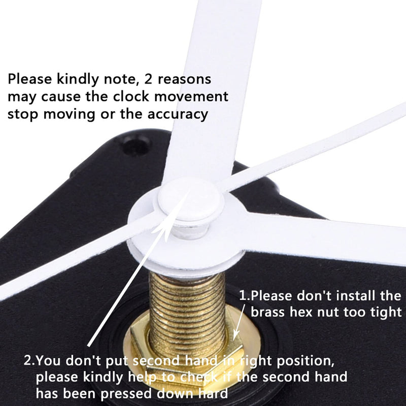 Silence Quartz Clock Movement, 11/25 Inch Maximum Dial Thickness, 4/5 Inch Total Shaft Length (White)