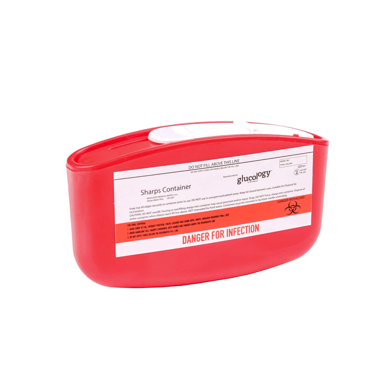 3 Pack Glucology Red Sharps Bins - Durable 80ml Biohazard Needle Disposal Containers - Portable, Leak-Proof, Easy to Use for Insulin Diabetic Needles, Home and Travel Medical Waste Management 3 Pack