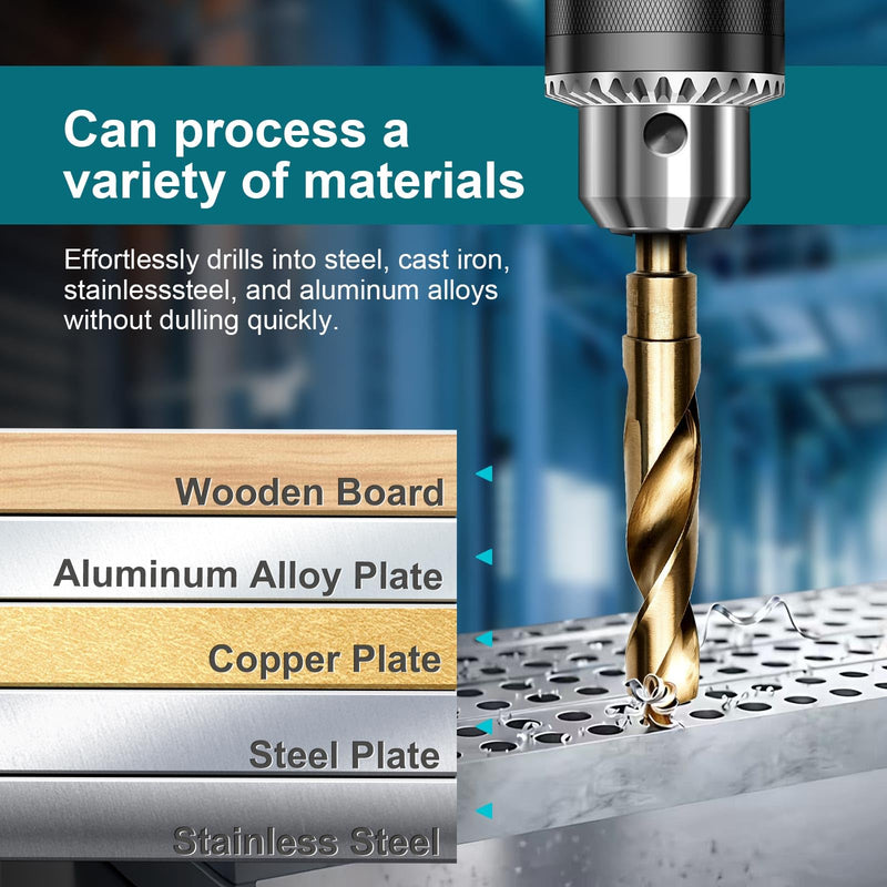 1 Inch Cobalt Drill Bit, M35 HSS Twist Drill Bit, 135° Split Point | Reduced Shank, Large hole drilling 6" length 3" working length for thick steel plate and stainless steel 1 Inch