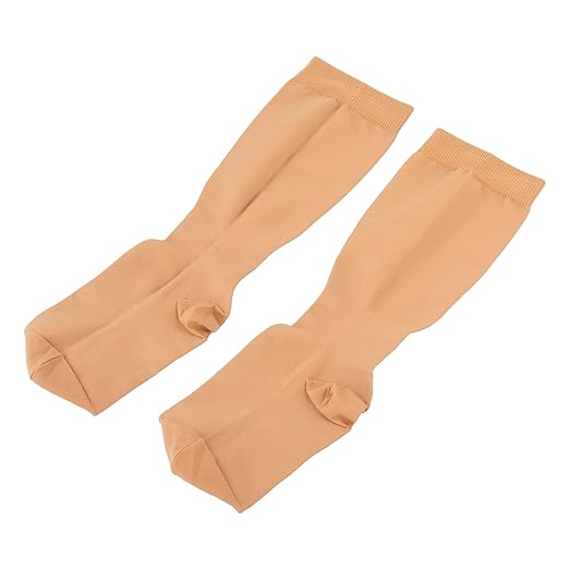 Alkea Unsilk 2 Elastic Stockings High Socks with Toes 18464 Light Brown S - NewNest Australia