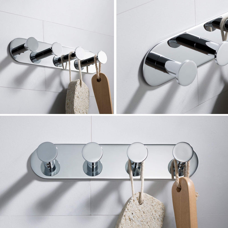 Kraus Elie Bathroom Robe and Towel Hook Rack with 4 Hooks, Chrome Finish, KEA-18804CH