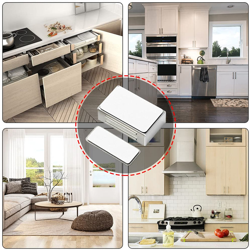 Jiayi Adhesive Magnetic Cabinet Door Catches 4 Pack Cabinet Door Magnet White Magnet Catch Cupboard Magnetic Catches Stainless Steel Kitchen Magnetic Latch for Drawer Wardrobe Closet Door Closing Small-4 Pack