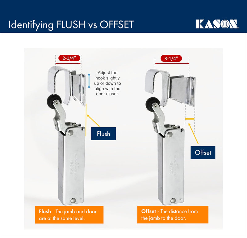 Kason 1094 SureClose Adjustable Wide-Hook, Flush to 3/4 Inch Offset, 11094000026 Hook: Flush to 3/4 Inch