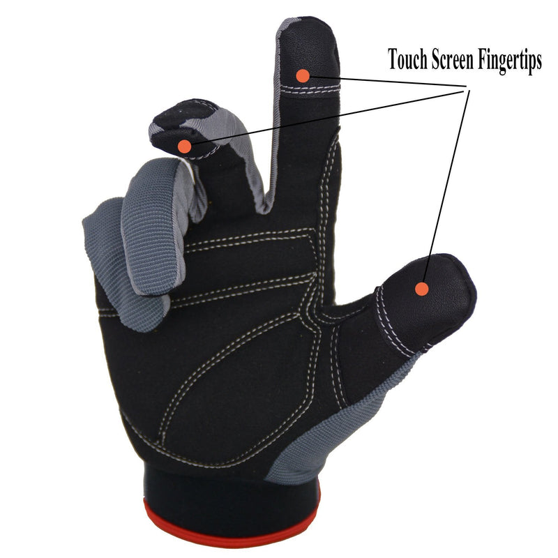 HANDLANDY Work Gloves for Men & Women, Utility Mechanic Working Gloves Touch Screen, Flexible Gardening Gloves for Yard Large (Pack of 6) Grey (6 Pairs)