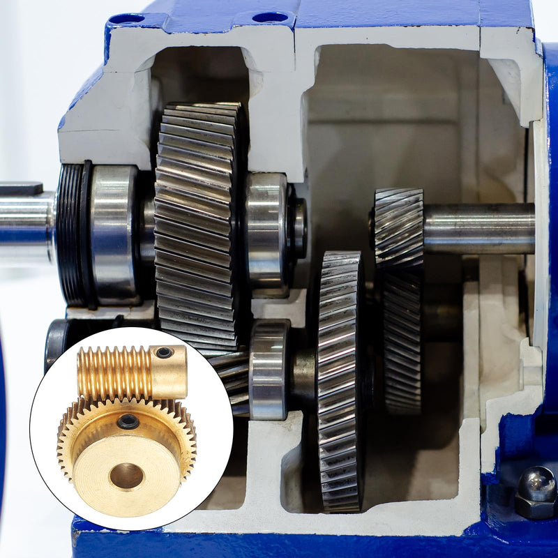 uxcell Worm Gear Set - 0.5 Module 50:1 Reduction Rate 6mm Hole Dia Gear Shaft and 6mm Hole Dia Gear Wheel 50T Drive Gear Box (Brass)