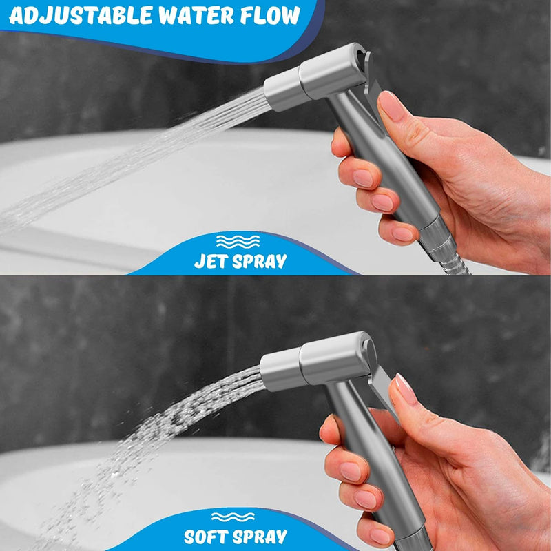 Premium Bidet Sprayer - Handheld Bide Jet Spray for Toilet | Adjustable Water Pressure | Leak-Proof Stainless Steel Toilet Bedit Sprayer | Muslim Shower | Cloth Diaper Washer | Bathroom Bidet Handheld Sprayer Kit