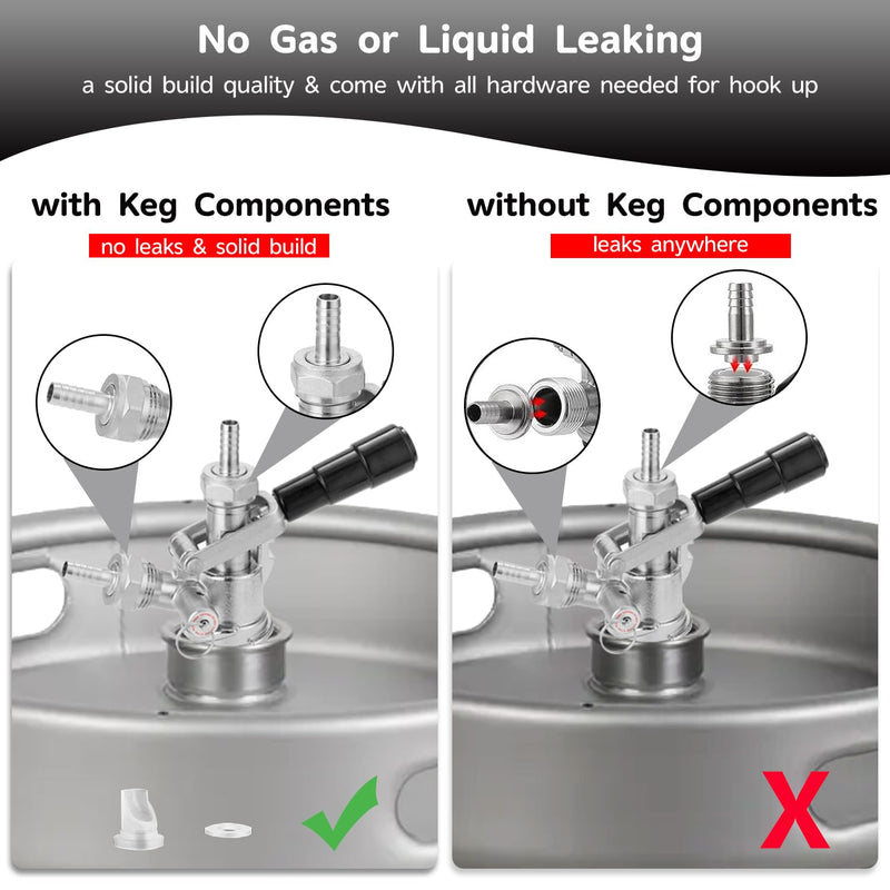 Keg Coupler, Sankey Keg Tap D System ID 5/16'' Draft Beer Line (304 Stainless Steel Probe) G5/8 Nuts Commercial Sankey Kegerator D Coupler with 4 Hose Clamps