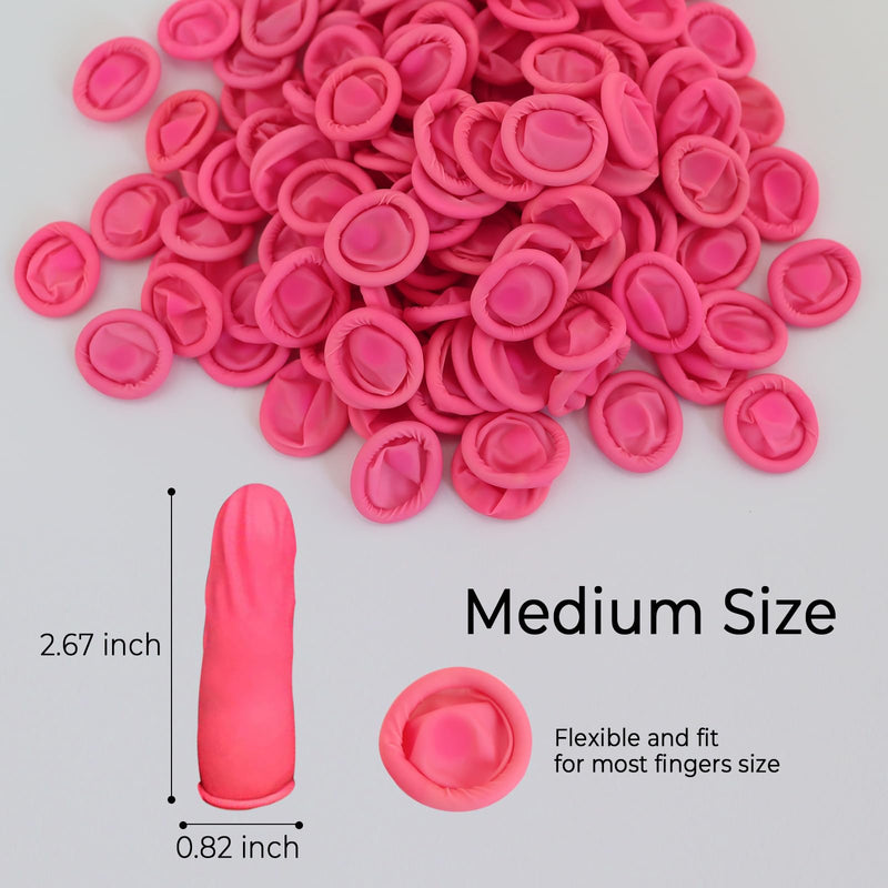 Finger Cots Medium Finger Gloves - Disposable Latex Finger Covers Protection for Finger Tips, Fingertip Protector for Manicure, Handmade, Industrial Apply 150PCS (Pink-Medium) Pink-medium