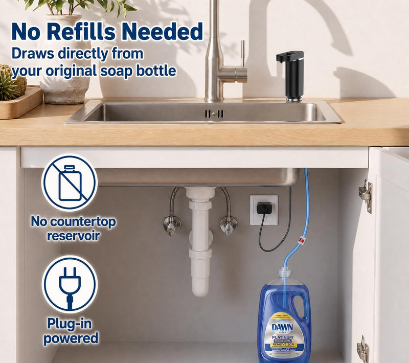 APEKX Automatic Touchless Dish Soap Dispenser for Kitchen Sink. Black