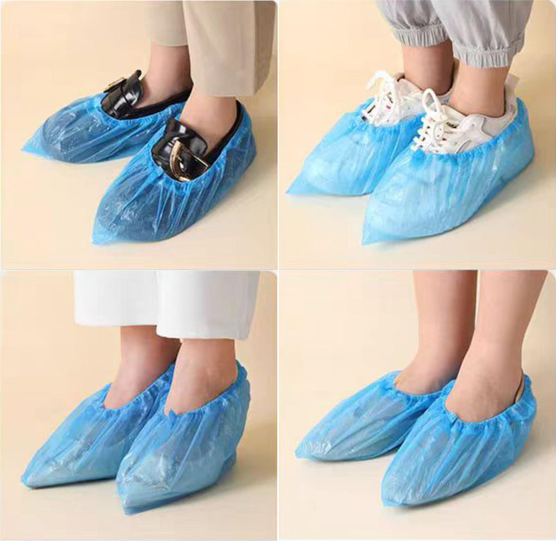100 Pack Shoe Covers Disposable Non Slip, Premium Waterproof and Recyclable Shoe Booties Covers for Indoors, Fits Up To 11 US Men and 13 US Women Size(50 Pairs Blue) (Blue)