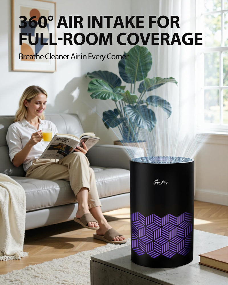 FreAire HEPA Filter, True HEPA Air Filter Replacement For Dust Smoke Pollen Dander Smell, Black