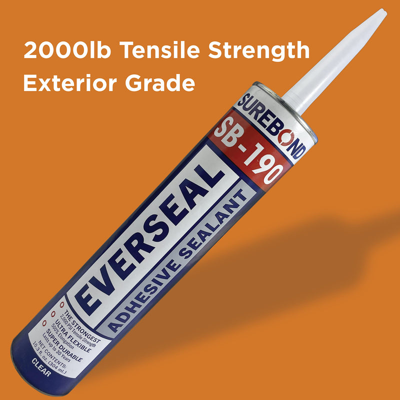 SureBond SB190 Industrial-Strength, Exterior Grade, Clear Adhesive for Roof Snow Guards, Heat Cable Roof Clips, Roof Accessories, and General Construction Applications, 2,000 PSI Tensile Strength 1