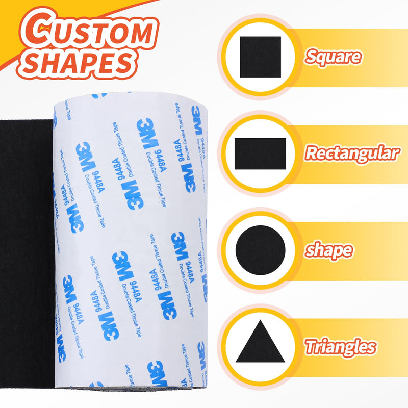 Felt Furniture Pads, Non Slip Self Adhesive Cuttable Felt Tape Black Heavy Duty Felt Strip Roll for Protecting Hardwood Floors Chair Wall Protector (40 x 5 x 0.12 Inch) 5"x 40" Black