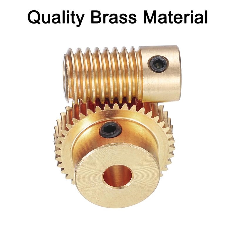 uxcell Worm Gear Set - 0.5 Module 40:1 Reduction Rate 6mm Hole Dia Gear Shaft and 5mm Hole Dia Gear Wheel 40T Drive Gear Box (Brass)