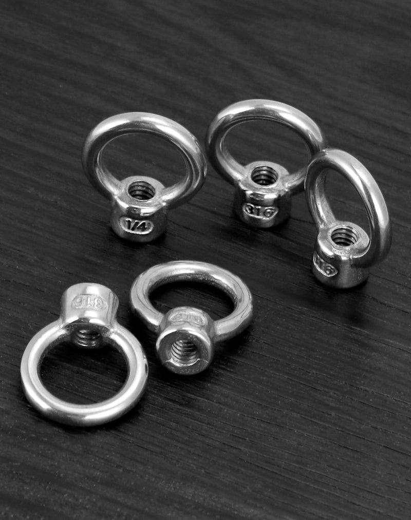 QWORK Lifting Eye Nut, 10 Pack, 1/4" UNC Marine Grade Stainless Steel 316 1/4"