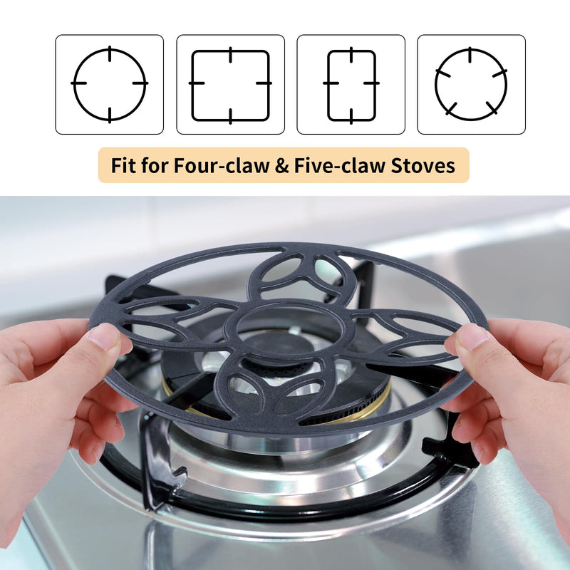 2Pack Cast Iron Gas Stove Ring Reducer Trivet for Gas Hob, Work Support Gas Ring Reducer for Stove, Hot Pot Stand for Kitchen Cooktop 7.48inch