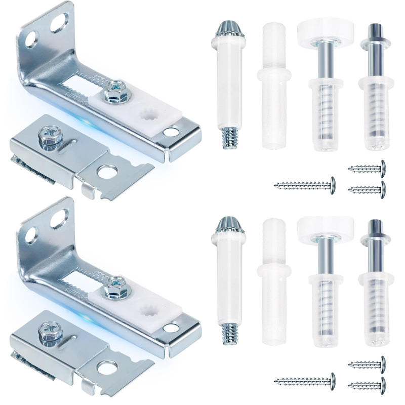 Bifold Door Hardware Repair Kit for 7/8" to 1" Sliding Door Track, Bifold Closet Door Hardware Kit Include Top & Bottom Bracket, Guide Wheel and Pivot, Folding Door Hardware Replacement (2 Pack) 2 Pack