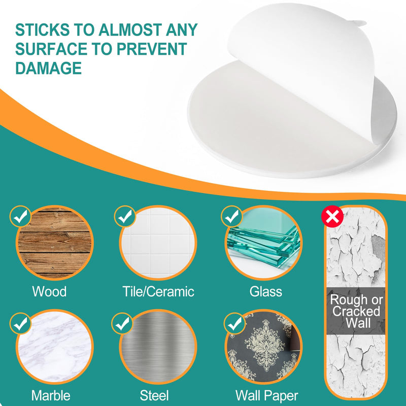 [3.15"] Door Stoppers Wall Protector, 6 Pcs Large White Silicone Door Bumpers with Strong Thickened Adhesive,Shock Absorbent Door Knobs Wall Protectors to Cover up Damage and Protect Wall Surfaces Large Size 3.15" (6 PCS)