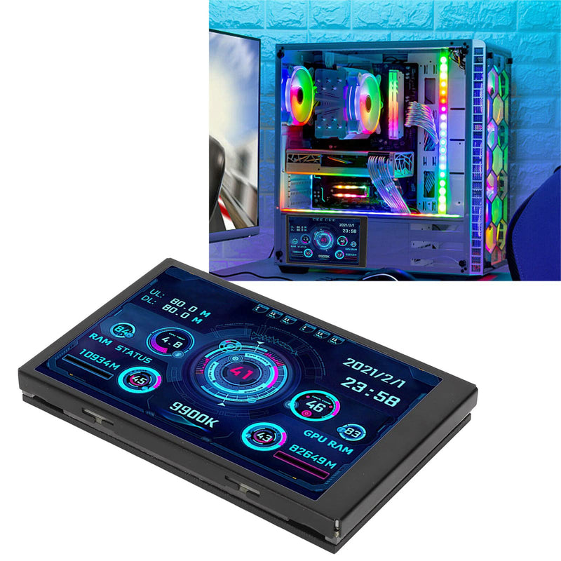 ZASCHMOY Computer Temperature Monitor, Small Screen, Display for aida64 PC, CPU Data Monitor, Easy to Use for Computer Enthusiasts, 3.5 USB (Black) Black