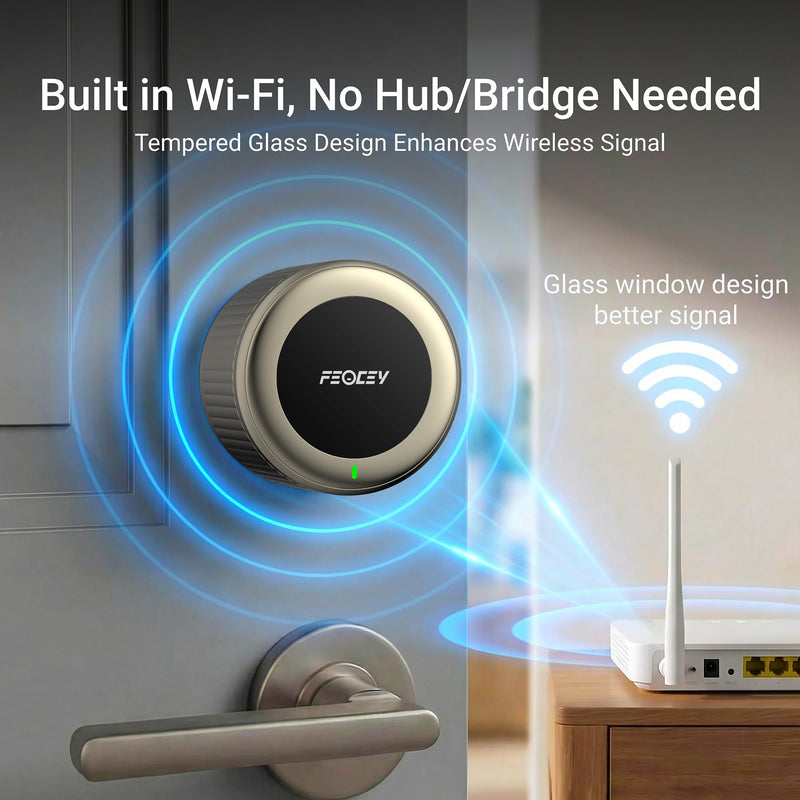 Retrofit Smart Lock for Existing Deadbolt, Built-in Wi-Fi Champagne gold