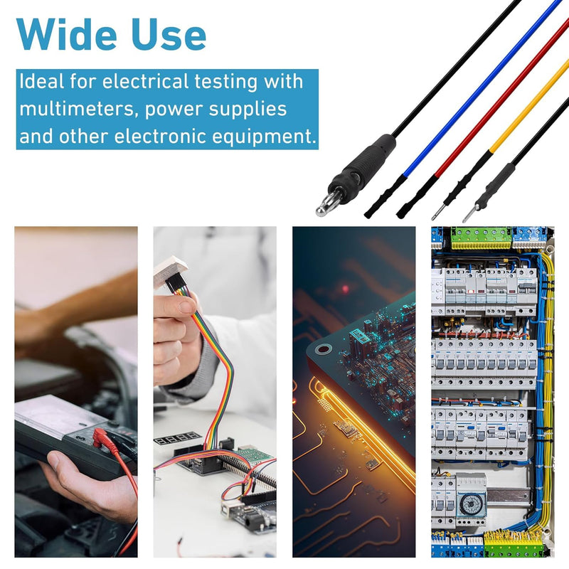 16 Pieces Banana Plug Jumper Wires Kit, 4mm Stackable Test Leads, Male to Female Multimeter Test Lead Set, for Universal Breadboard/Electrical Testing