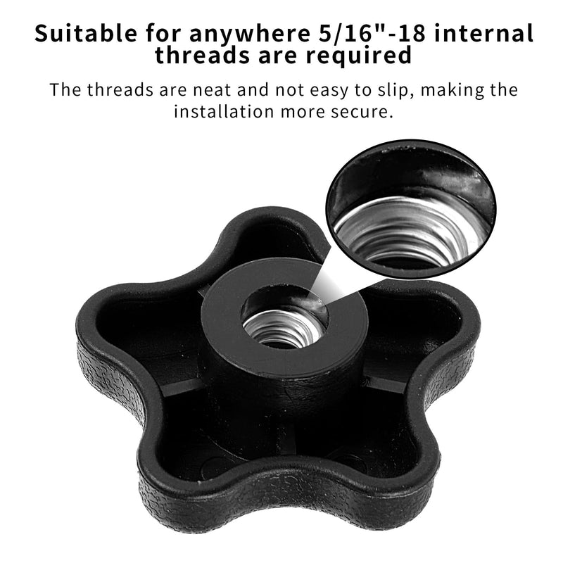 10 Pcs 5/16" 18 Female Thread 5 Star Knobs, Plastic T Knobs, Clamping Knobs for T Track Bolts Jig Knobs Thumb Screw Threaded Knobs Hardware Nuts Accessories for Woodworking Jigs & Fixtures