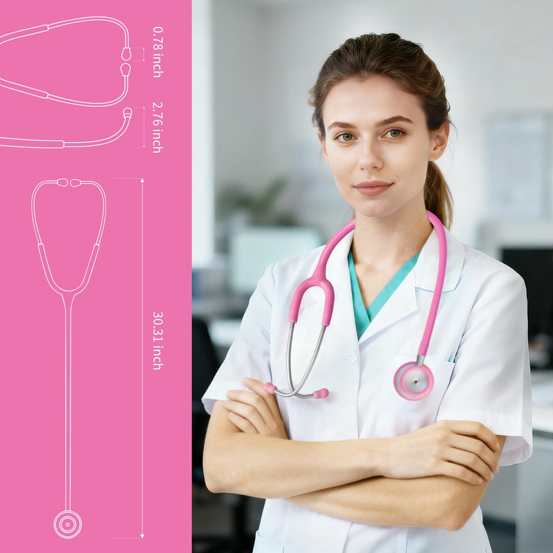 Scian 30G-PK Stethoscope - High-Fidelity Acoustics, Lightweight Aluminum, Satin Tube for Pediatrics & Nursing - Nurse Essentials in Pink