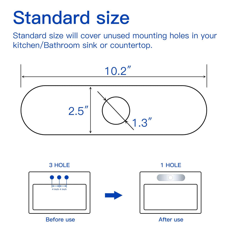 BWE Kitchen/Bathroom Faucet 1 or 3 Hole Chrome Deck Plate, Stainless Steel, Polished, 10 Inch Oversized Base, Vessel Vanity Faucet Cover