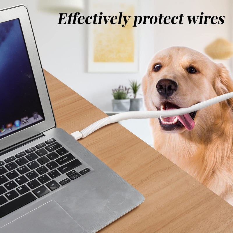 30 ft Dog Cat Cord Protector Electric Wires Covers Wire Loom Tubing Protect Wires from Rabbits, Cats and Other Pets White