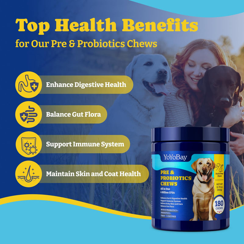 Dog Allergy Relief Chews – 70 Count + Probiotics 180 Count for Allergy, Gut & Immune Support