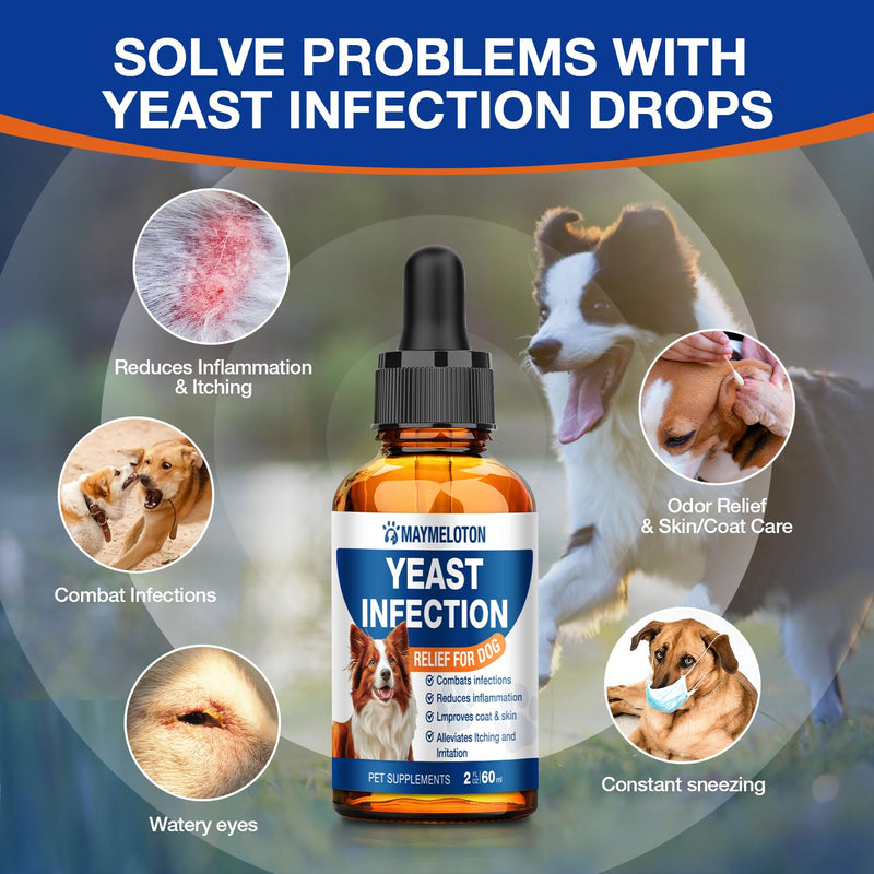 Yeast Infection Treatment for Dogs, Dog Ear Infection Treatment, Soothe Ear & Paw Discomfort, Ease Irritation & Inflammation, Aid Pet Skin Allergy, Bacon Flavor 60ml Dog Itch Relief Supplement 1 Pack