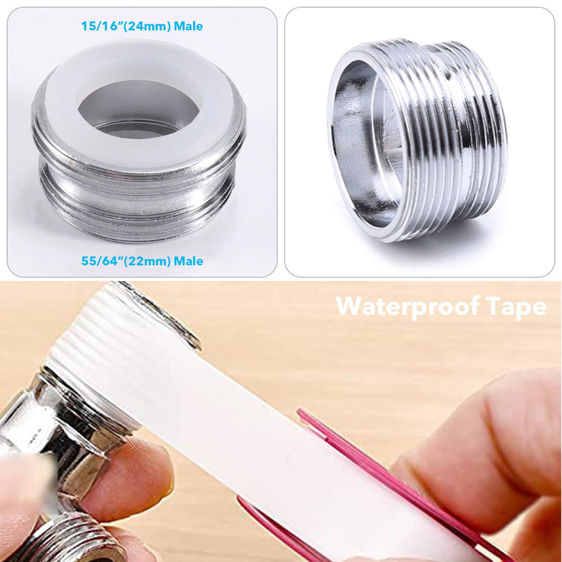 3 Way Shower Diverter Valve, Solid Brass Shower Diverter Valve, Sink Valve Diverter Faucet Splitter for Kitchen or Bathroom, Faucet Diverter Valve Adapter with M22-M24, M22-G1/2 Adaptor, Sliver metal sliver
