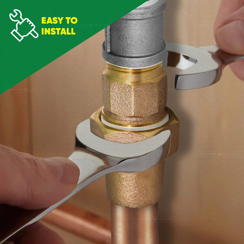 Midline Valve XT-BGN0112 Water Service Coupling 1-1/2 Pipe Fitting Bronze, 1-1/2" Flare x MIP
