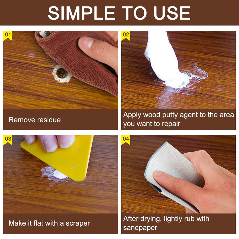 SEISSO Wood Putty, Water-Based Wood Filler, White Wood Putty for Trim, Wood Filler Paintable, Stainable, Wood Furniture Repair kit - Restore Wooden Table, Cabinet, Floors, Door 7 OZ
