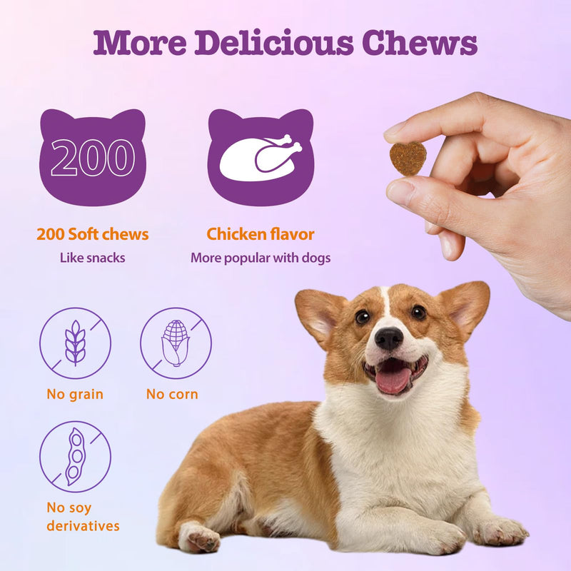 Dog Allergy Chews 200ct, Anti Itch Relief for Dogs Itching Skin Relief Dog Allergy Relief Immunity Chews with Probiotics Colostrum Omega 3 Fish Oil for Dry Itchy Skin Licking Seasonal Allergies
