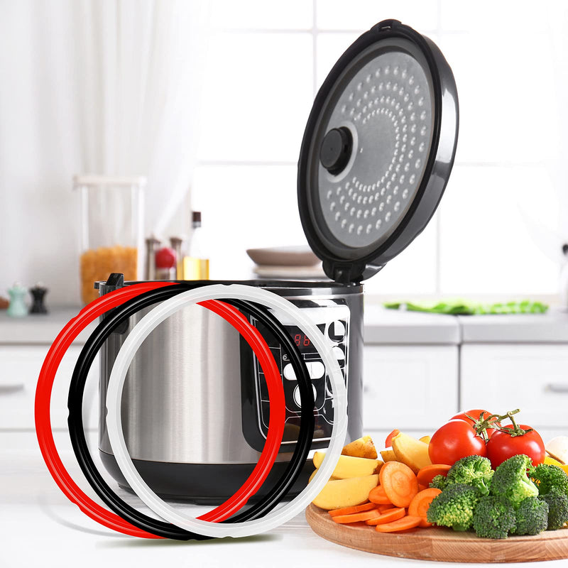 Mocoosy Silicone Sealing Ring for InstaPot 8 qt, Insta Pot Seals Replacement Gasket 8 Quart Insta Pot O-Rings, BPA-Free, Food-Grade Silicone, Insta Pot Accessories for Instant Pot IP-DUO80 IP-LUX 8 Red & Black & Clear