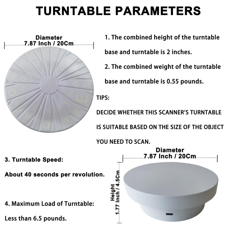 Turntable for 3DMakerpro Fox Moose/Moose Lite Seal/Seal Lite 3D Scanners