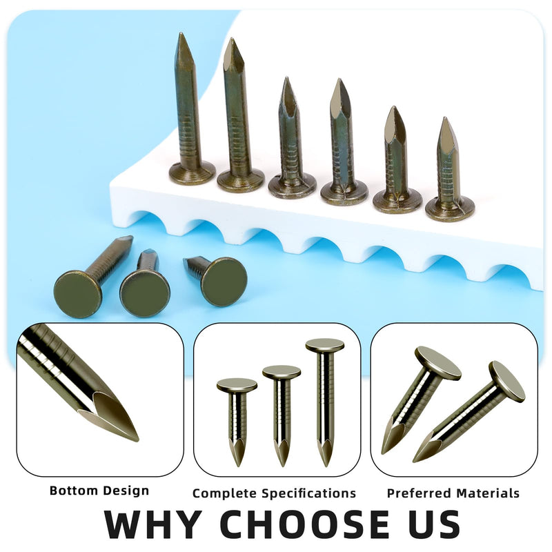 Glarks 400Pcs 3/4inch, 1inch, 1-1/4inch Steel Roofing Felt Nails Roofing Felt Pins Clout Nails Countersunk Head Felt Nails, for Securing Shed Roofs, Roofing Felt Slate Boards, Wood Shed Tiles 20mm, 25mm, 30mm