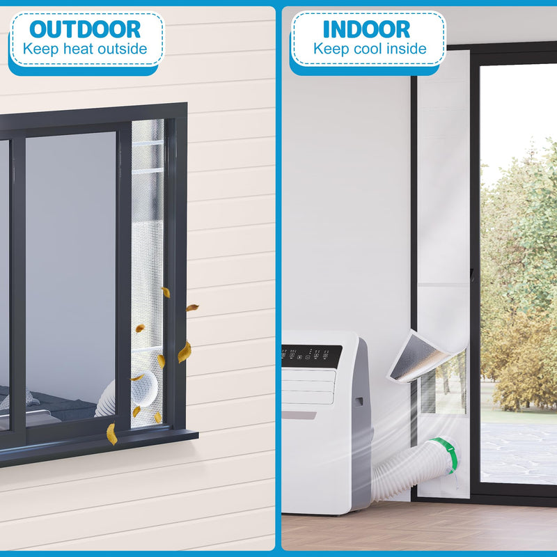 Air Jade Portable Air Conditioner Sliding Door Vent Kit, Insulated Sliding Door AC Vent Kit with Mesh Vent, Adjustable Door Seal Kit from 76" to 92", Fits 4", 5" and 5.9" Duct & Hose, with Leaf Guard Fit up to 92 inches