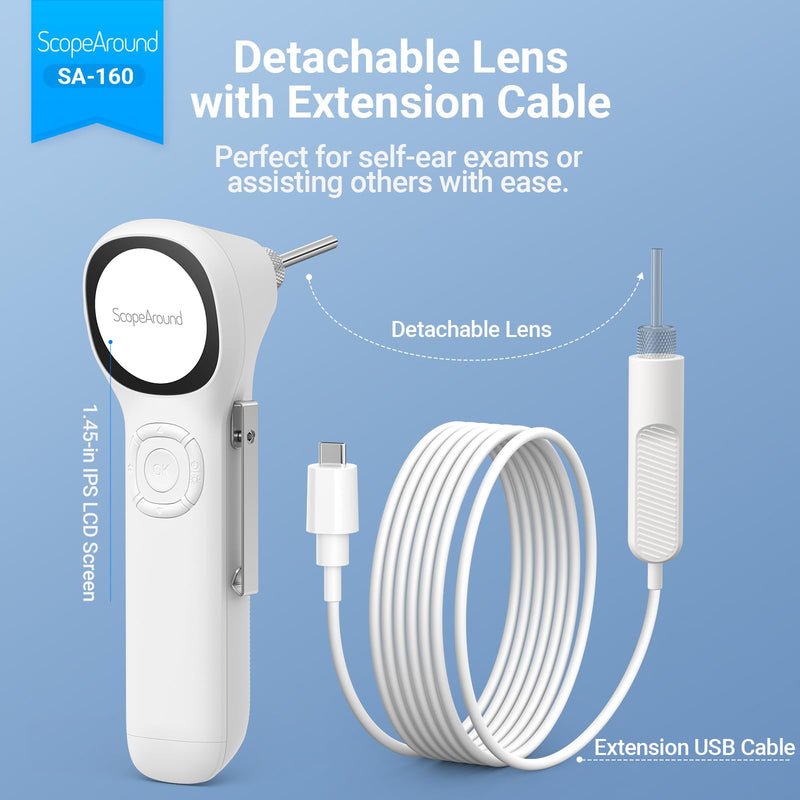 ScopeAround Digital Otoscope with IPS Screen, 720p HD Smart Visual Ear Camera, Ear Scope Otoscope Camera with 6 LED Lights, Ear Wax Removal Tool Camera, Plug & Play