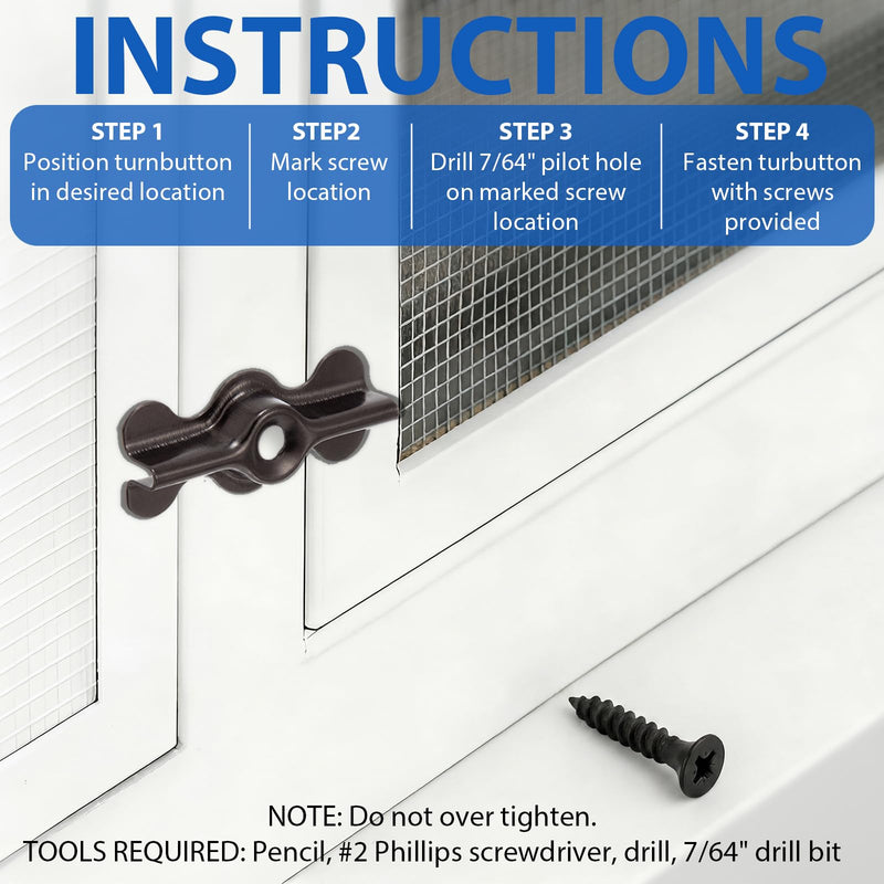 Blulu 48 Sets Alloy Steel Flush Clip with Self-Tapping Screws, 1-11/16 x 3/4 in Half Turn Button Fasteners for Storm Windows, Screens & Combination Door Panels (Double Wing,Black) Double Wing Black