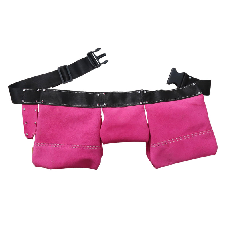 POCKETWISE Women's Tool Belt, 11 Pockets, Pink Leather, Adjustable Work Apron