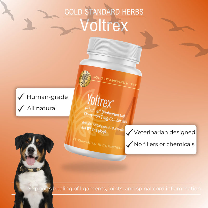 Voltrex Ligament and Spinal Cord Inflammation Relief for Dogs by Gold Standard Herbs, All Natural Bupleurum and Cinnamon Twig, 85 gram powder, White - PawsPlanet Australia