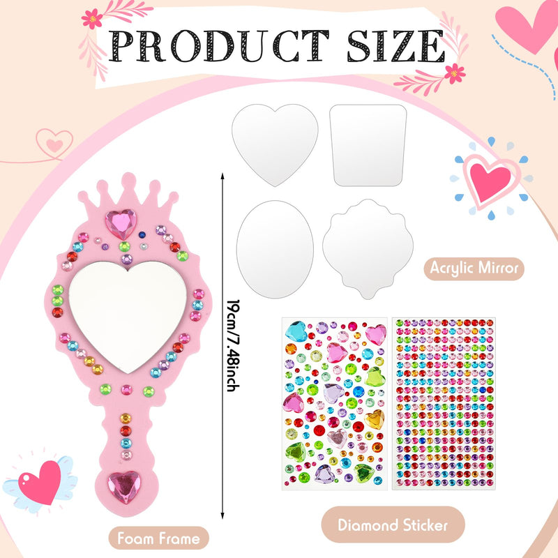 Liliful 36 Pack Princess Foam Mirror Kits Decorate Your Own Princess Mirrors Party Supplies Unbreakable Crafts for Party Favors Birthday DIY Decorations (Stylish,Pink,Purple,Blue) Stylish Pink, Blue, Purple