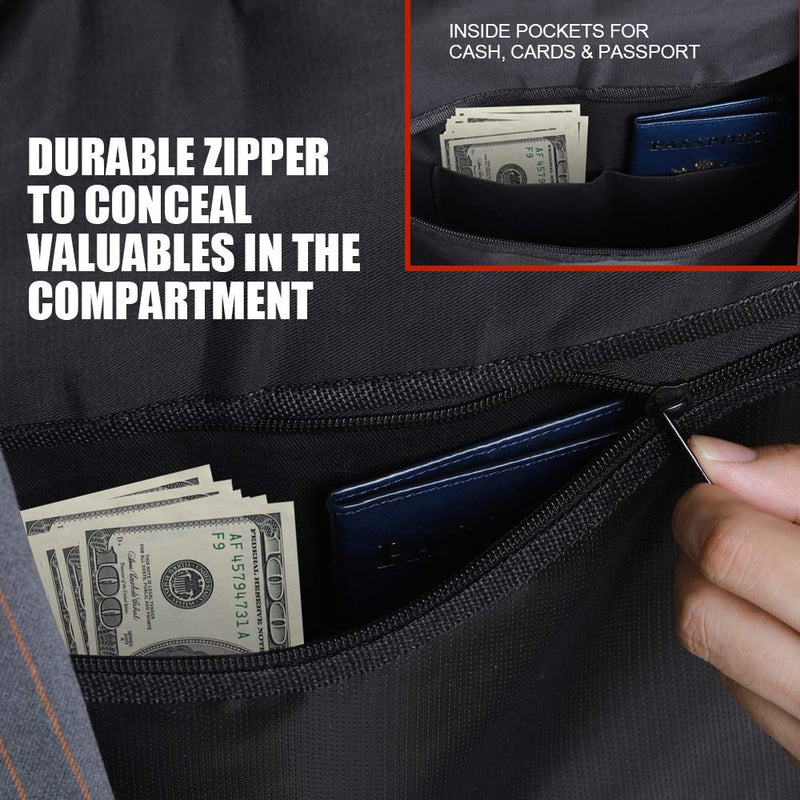 ROLOWAY Hanger Diversion Fireproof Safe, Hidden Compartment for Home & Travel, Secret Safe for Cash Hiding Under Clothes with Small Fireproof Bag 17.5 x 16.5 Inch Fireproof Hanger Safe with Fireproof Bag