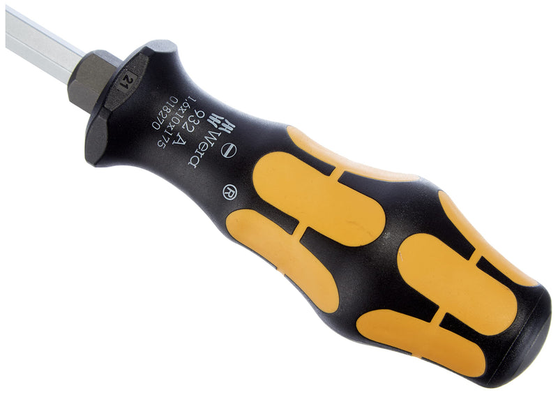 Wera 05018270001 Kraftform Plus 932 A Slotted Screwdriver, 10mm Head, 7" Blade Length, Multicolor Slotted 10mm Head, 7" Blade
