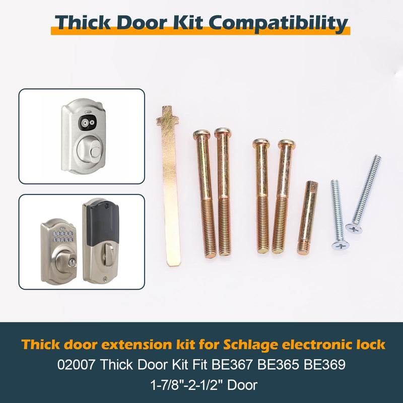 EAORBD 02007 Thick Door Kit for Schlage BE365, BE469 Thick Door Extension Rekey Replacement Parts, Deadbolt Door Extension Installation Kit