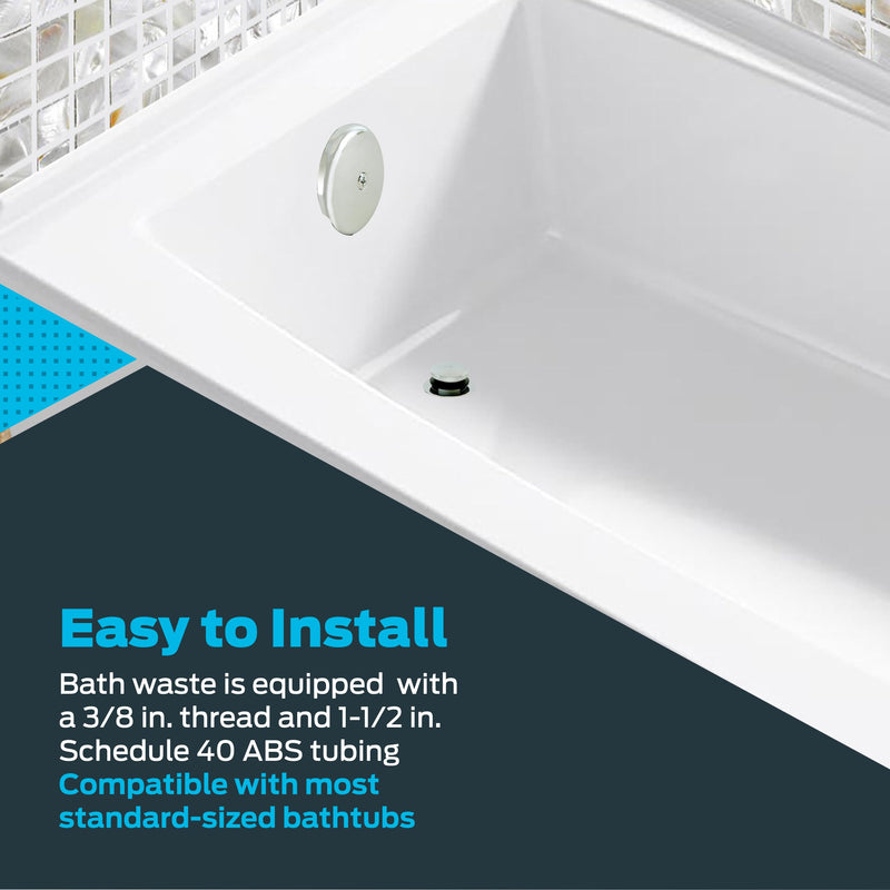 EZ-FLO 1-1/2 Inch Schedule 40 ABS One-Hole Bath Waste Drain with Test, Die Cast Drain Body, 35226