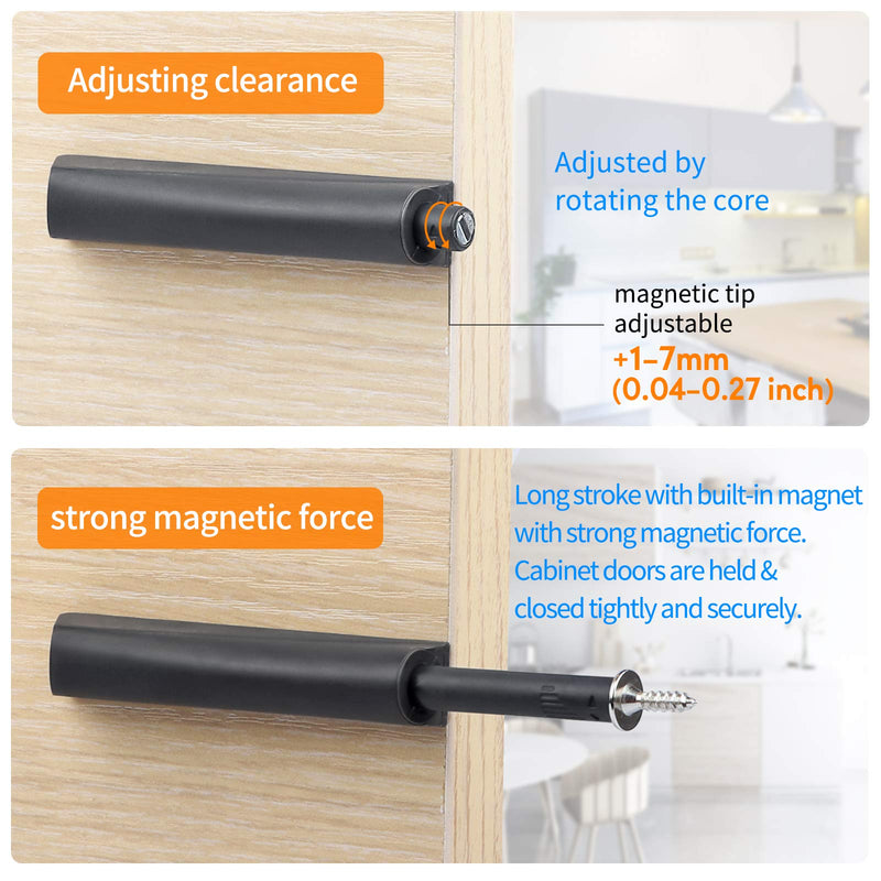 Magnetic Push Open Latches for Cabinet Doors 10 Pack Dark Grey Recessed Cabinet Doors Push to Open Cabinet Hardware Kitchen Push Touch Release Latches dark grey 10 pack